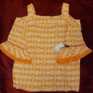 Women's Cold Shoulder Petite Length Shirt, Size 2XWP, 22/24